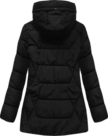 ZIMOWA PIKOWANA KURTKA DAMSKA Z KAPTUREM CZARNA (B9901)