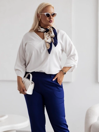 Eleganckie spodnie damskie plus size granatowe (728)