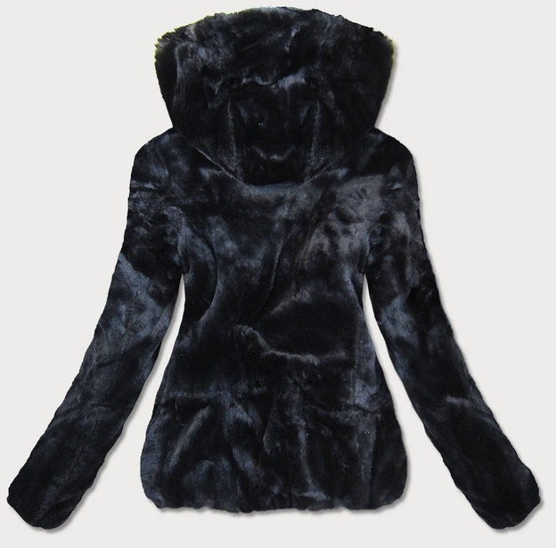 KRÓTKA BŁYSZCZĄCA DWUSTRONNA KURTKA DAMSKA NIEBIESKA (B9542)