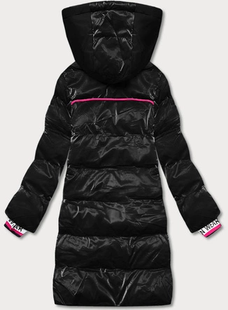 Damska kurtka zimowa z kolorowymi wstawkami czarna (CAN-594)