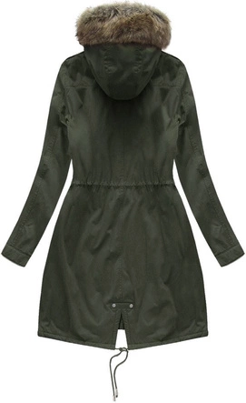 Damska parka zimowa na misiu z kapturem khaki (7992-PLUS)