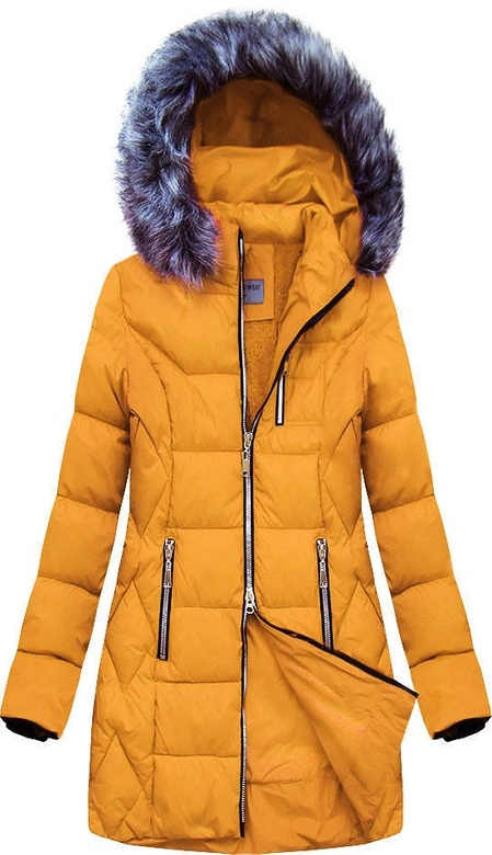 PIKOWANA KURTKA Z KAPTUREM ŻÓŁTA (B2644)