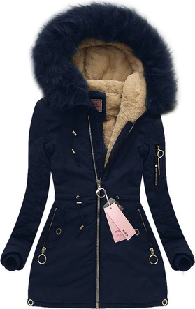 KURTKA ZIMOWA Z KAPTUREM GRANATOWA (W122)