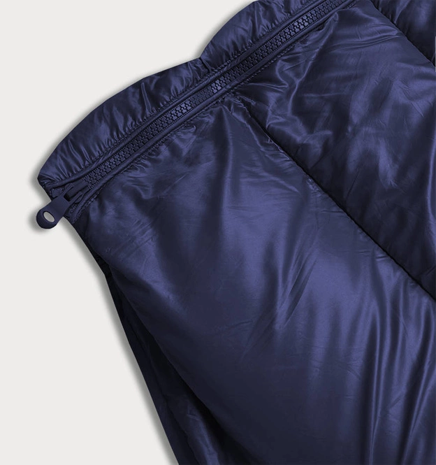 DŁUŻSZA DAMSKA PIKOWANA KURTKA ZIMOWA GRANATOWA (J19-017)