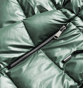 Metaliczna kurtka dwustronna damska zielona (R8070)