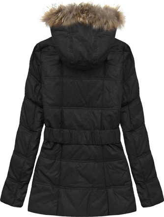 KURTKA Z EKOSKÓRY Z FUTERKIEM CZARNA (X6005X)