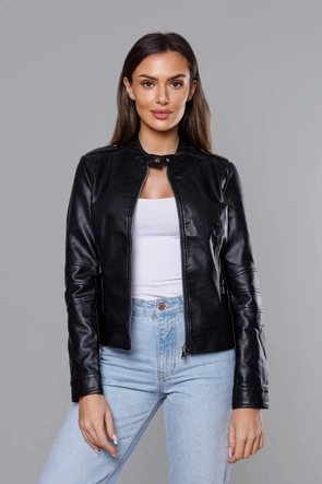 Kurtka ramoneska ze stójką czarna (11Z8050)