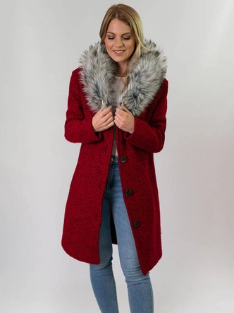 KRÓTKI PŁASZCZ ZIMOWY ZE STÓJKĄ BORDOWY (536/2ART)