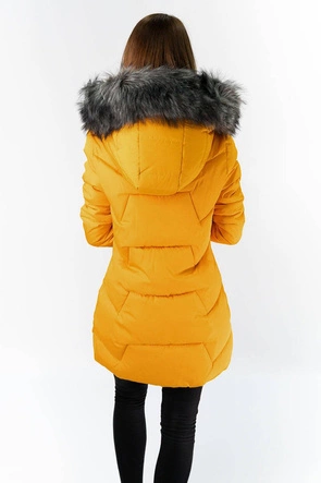 PIKOWANA KURTKA DAMSKA ZIMOWA ŻÓŁTA (B9527)
