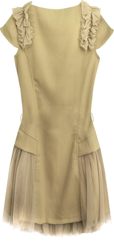 SUKIENKA Z TIULOWYMI WSTAWKAMI BEŻOWA (3688/3)