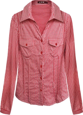 KOSZULA Z DŁUGIM RĘKAWEM CZERWONA (X1008X)