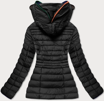 KURTKA DAMSKA ZIMOWA Z GOGLAMI CZARNO-POMARAŃCZOWA (CX582W)