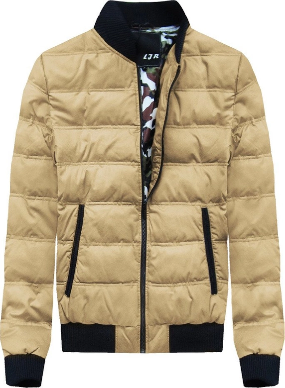 PIKOWANA KURTKA BOMBER BEŻOWA (069LJ)