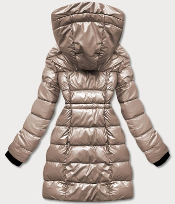 Metaliczna kurtka dwustronna damska kakaowa (b8070-12)