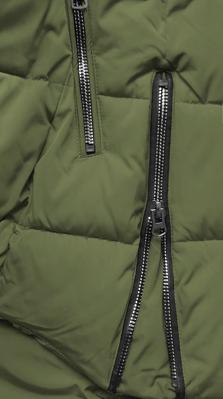 PIKOWANA KURTKA Z KAPTUREM KHAKI (X857X)