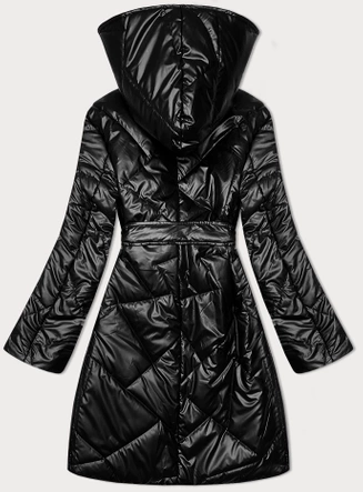 Pikowana kurtka z paskiem S'West czarna (B8249-B8318-1)