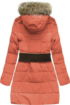 ZIMOWA KURTKA DAMSKA Z KAPTUREM PASKIEM CEGLANA (1976)