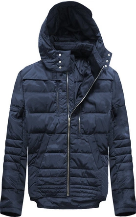 KURTKA ZIMOWA Z PUCHEM NATURALNYM GRANATOWA (M2031)