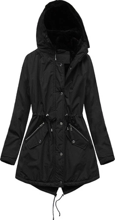 ZIMOWA KURTKA DAMSKA TYPU PARKA CZARNA (B2628)