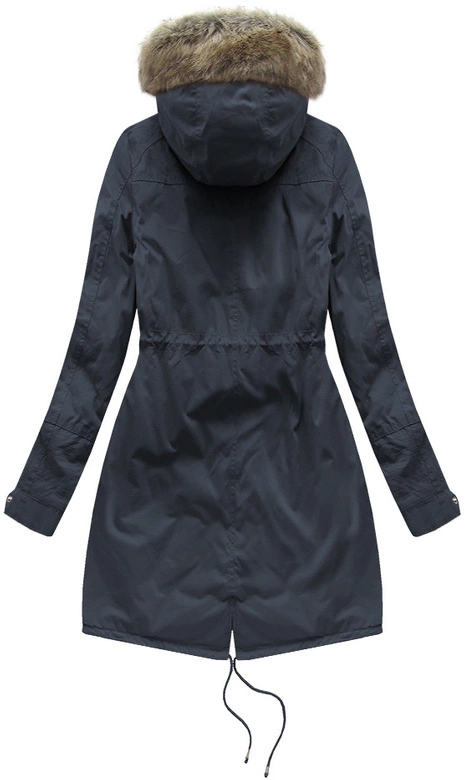Kurtka damska typu parka na misiu z kapturem granatowa (7602BIG)