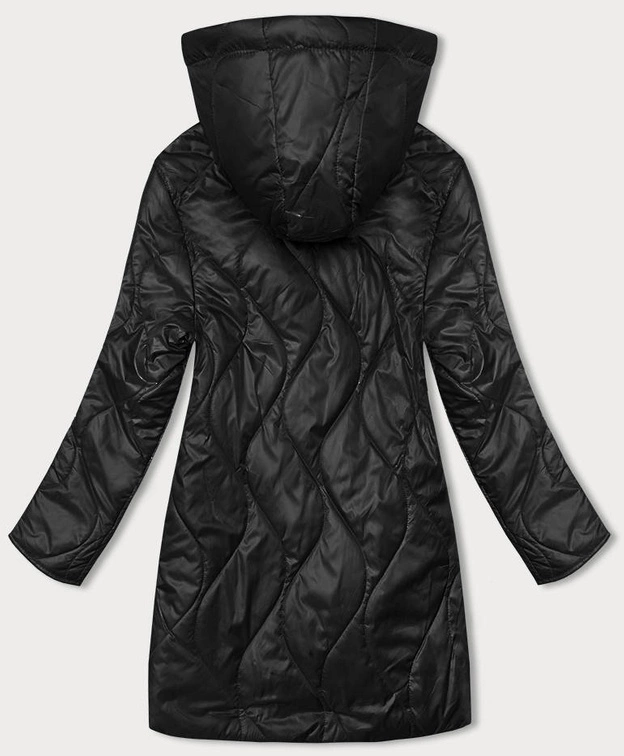 Damska kurtka z odpinanym kapturem czarna (B8218-1)