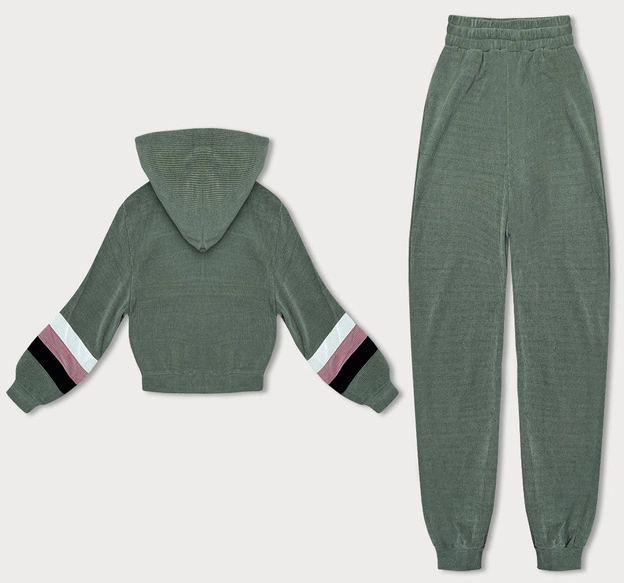 Damski dres z kolorowymi wstawkami oliwkowy (AMG-346A)