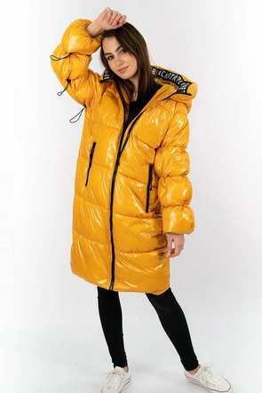 DAMSKA BŁYSZCZĄCA KURTKA ZIMOWA ŻÓŁTA (631ART)