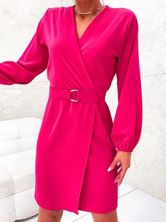 Elegancka sukienka kopertowa malinowa (8251)