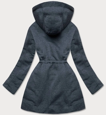 CIEPŁA DWUSTRONNA KURTKA DAMSKA ZIMOWA CZARNO-GRAFITOWA (M-21315)