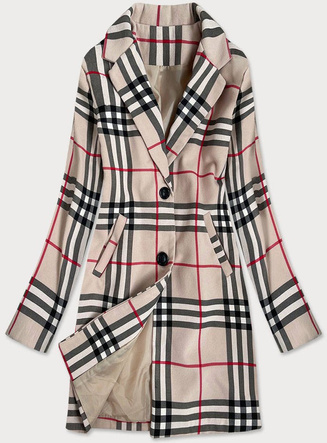 KLASYCZNY PŁASZCZ DAMSKI KRATKA BURBERRY BEŻOWY (23162)
