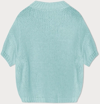 Luźny sweter damski z krótkim rękawem miętowy (760ART)