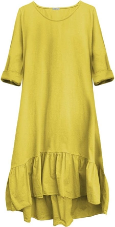 BAWEŁNIANA SUKIENKA OVERSIZE ŻÓŁTA (403/3ART)