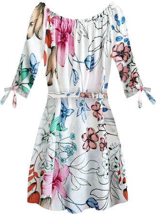 SUKIENKA HISZPANKA W KWIATY BIAŁA (276ART)