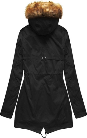 PARKA Z PODPINKĄ CZARNA (B2635)