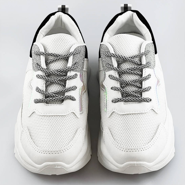 Sznurowane buty sportowe damskie biało-czarne (lu-3)