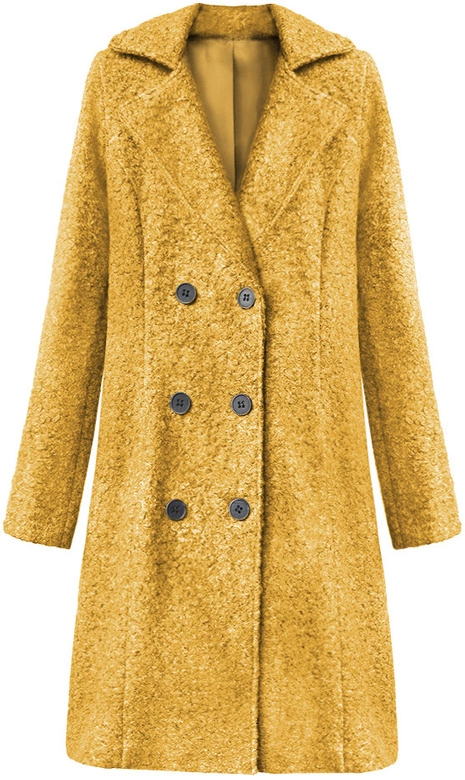 DWURZĘDOWY PŁASZCZ BARANEK MUSZTARDOWY (18760)