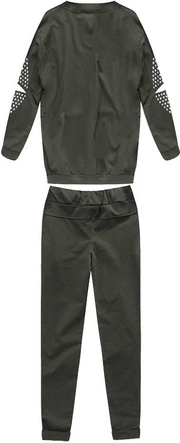 KOMPLET DRESOWY Z NITAMI I ROZCIĘCIAMI KHAKI (76ART)