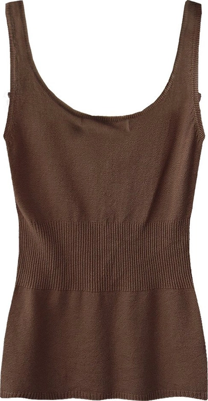 SWETERKOWA BLUZKA NA RAMIĄCZKACH BRĄZOWA (1513)