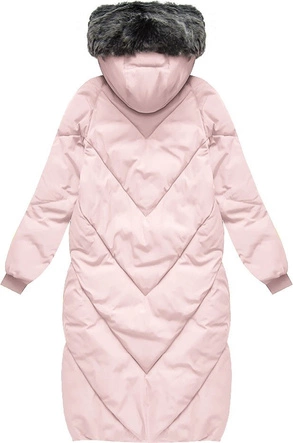 DŁUGA KURTKA OVERSIZE PUDROWY RÓŻ (7685)