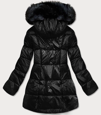 ASYMETRYCZNA KURTKA DAMSKA ZIMOWA CZARNA (8953-A)