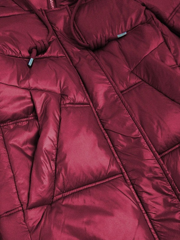 ASYMETRYCZNA DAMSKA KURTKA PIKOWANA BORDOWA (7658)