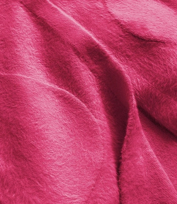 Długa wełniana narzutka alpaka z kapturem różowa (908)