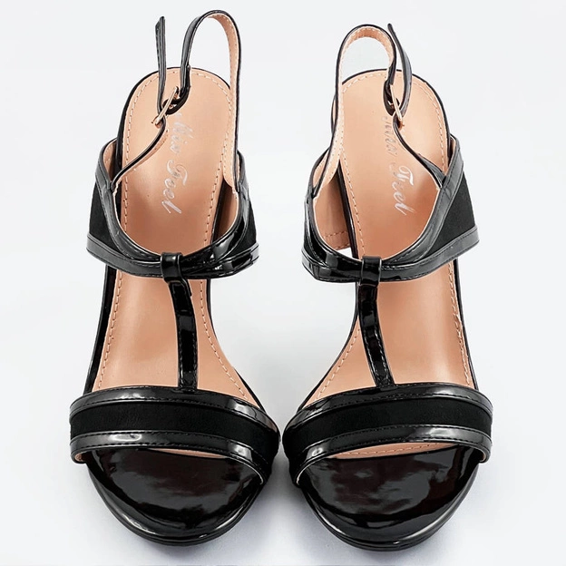 Sandały damskie z łączonych materiałów czarne (hb09)