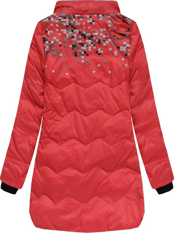 KURTKA Z KAPTUREM I KIESZENIAMI CZERWONA (6005B)