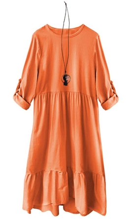 BAWEŁNIANA SUKIENKA OVERSIZE POMARAŃCZOWA (278ART)