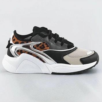 SZNUROWANE SNEAKERSY Z KOLOROWYMI WSTAWKAMI PANTERKA (6346)