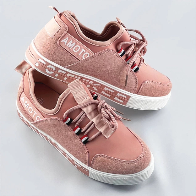 Wsuwane tenisówki damskie różowe (c1039)