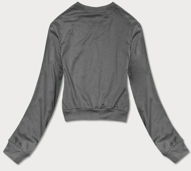 Cienka krótka bluza dresowa damska ciemnoszara (8B938-5)