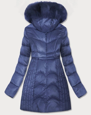 PIKOWANA KURTKA ZIMOWA DAMSKA NIEBIESKA (C918)