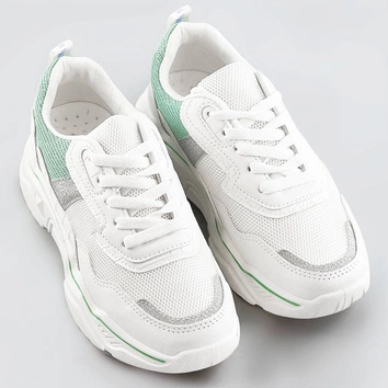 Sneakersy damskie z brokatowymi wstawkami biało-miętowe (lu-2)